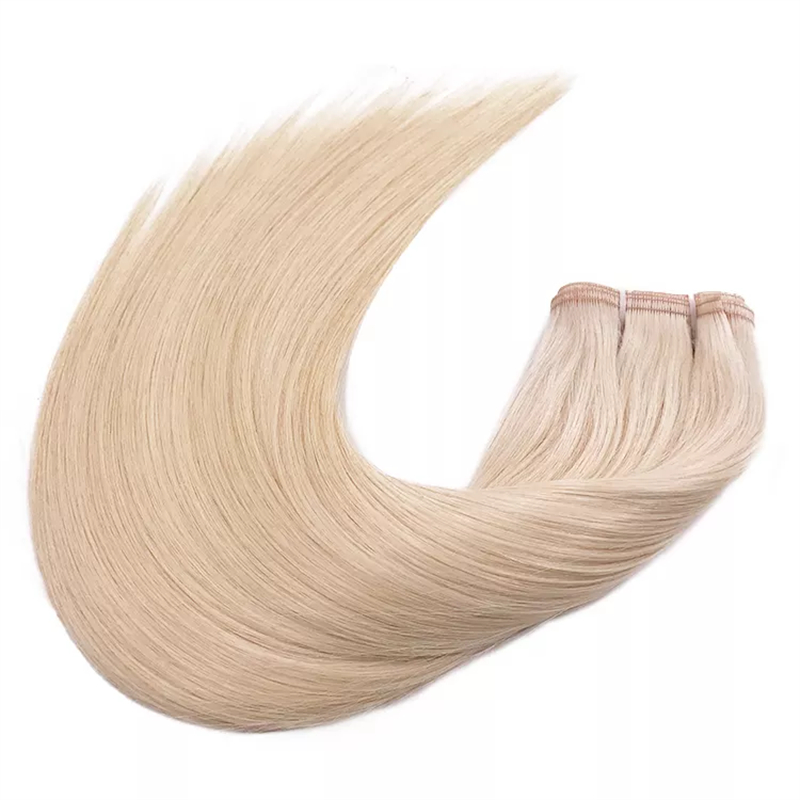 Wholesale Blonde Color 60# Russian Hair Flat Weft Top Grade Flat Weft Hair Extension